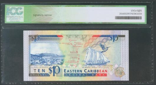 World Coins - EAST CARIBBEAN STATES. 10 Dollars. 1993. Antigua. (Pick: 27a). ICG68.