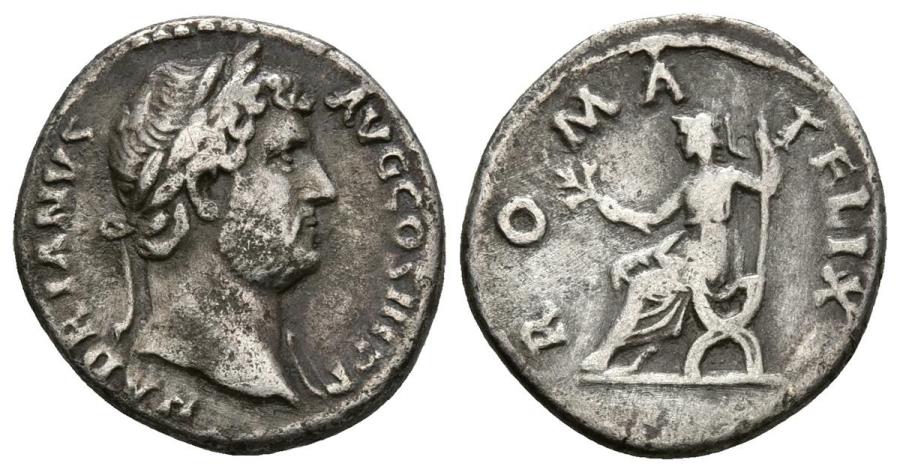 HADRIAN. Denarius. 134-138 AD Rome. A / Laureate head to the right ...