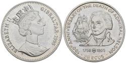 World Coins - GIBRALTAR. 2.8 Ecu. 1995. 190º ANIVERSARIO DE LA MUERTE DEL ADMIRAL NELSON. CuNi. 28,51g. PROOF.