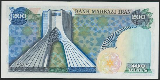 World Coins - IRAN. 200 Rials. (1974ca). National Bank. Signatures: Yeganeh and Ansary, yellow security thread. (Pick: 103a). Uncirculated.