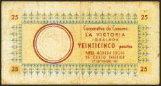 World Coins - IGUALADA (BARCELONA). 25 Pesetas. 1 de Septiembre de 1961. Cooperativa de Consumo "La Victoria". Raro. MBC.