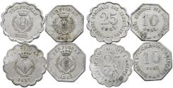 World Coins - PERPIGNAN (FRANCIA). Conjunto de 4 fichas de Perpignan de 10 Céntimos y 25 Céntimos, emitidos en 1917 y 1921. EBC-.