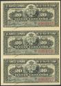 World Coins - BANCO ESPAÑOL DE LA ISLA DE CUBA. Conjunto de 3 billetes correlativos de 20 Centavos (sin desprender), emitidos el 15 de Febrero de 1897 (Edifil 2023: 85, Pick: 53a). Apresto orig