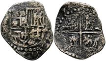 World Coins - FELIPE IV (1621-1665). 2 Reales. (Ar. 6,03g/23mm). 1622. Potosí T. (Cal-2019-894). Visible numeral del rey. BC+. Oxidaciones. Rara.
