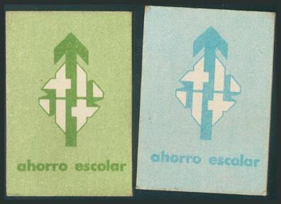 World Coins - BARCELONA (1980ca). Conjunto de vales de 1 Peseta y de 5 Pesetas del Ahorro Escolar de Monte de Piedad de Barcelona. EBC+.