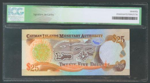 World Coins - CAYMAN ISLANDS. 25 Dollars. 1998. Palindromic and low number. (Pick: 24). ICG70.