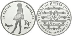 World Coins - FRANCIA. 10 Francs. 1 1/2 Euro. Tesoros de los Museos de Europa. Degas. 1997. (Ar. 22,25g/37,00mm). Proof.