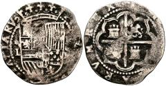 World Coins - FELIPE II (1556-1598). 1 Real. (Ar. 2,96g/24mm). S/D (entre 1577-1588). Lima D. (Cal-2019-212). BC+. Escasa