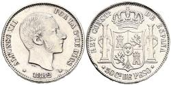 World Coins - ALFONSO XII (1874-1885). 50 Centavos. (Ar. 12,56g/30mm). 1882. Manila. (Cal-2019-118). MBC+.