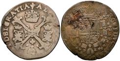 World Coins - ALBERTO E ISABEL (1598-1621). 1/4 Patagón. (Ar. 6,67g/30mm). S/D. Brujas. (Vicenti 268). MBC-. Escaso.