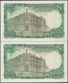 World Coins - 1000 Pesetas. 17 de Septiembre de 1971. Pareja correlativa. Serie 4N. (Edifil 2017: 474c). Apresto original. SC-.