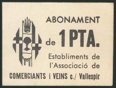 World Coins - BARCELONA (1980ca). Vale de 1 Peseta de la Asociación de Comerciantes de la calle Vallespir. EBC+.
