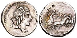 Ancient Coins - GENS JULIA. Denario. (Ar. 3,87g/19mm). 85 a.C. Taller auxiliar de Roma. (FFC 767; Crawford 352/1a). Anv: Cabeza laureada y alada de Apolo a derecha, detrás tridente y pájaro. Rev: