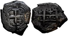 World Coins - FERNANDO VI (1746-1759). 4 Reales. (Ar. 13,67g/29mm). 1751. Potosí q. (Cal-2019-405). Doble fecha, la del anverso parcialmente. MBC. Pátina oscura.