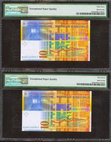 World Coins - SWITZERLAND. 10 Franken. Correlative pair. 2013. (Pick: 67e). PMG67EPQ, both.