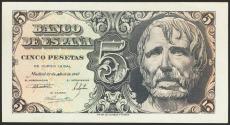 World Coins - 5 Pesetas. 12 de Abril de 1947. Serie D. (Edifil 2017: 454a). Conserva parte del apresto original. SC--.