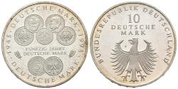 World Coins - ALEMANIA. 10 Marcos (Ar. 15,44g/33mm). 1998. Stuttgart F. 50 Aniversario del Marco Alemán. (Km#195). SC-.