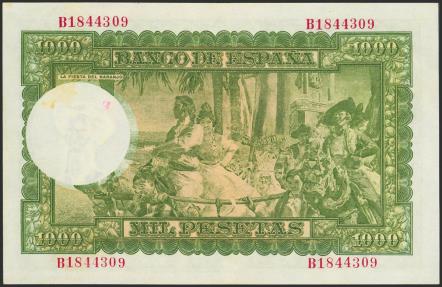 World Coins - 1000 Pesetas. 31 de Diciembre de 1951. Serie B. (Edifil 2023: 463). Manchita del tiempo. EBC.