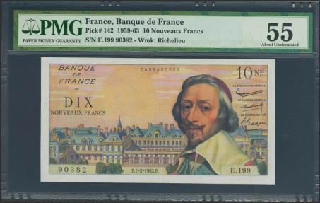 World Coins - FRANCE. 10 Nouveaux francs. 1 February 1962. (Pick: 142). PMG55.