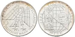 World Coins - ALEMANIA. 10 Marcos (Ar. 15,46g/33mm). 1996. Berlín A. 150 Aniversario Adolfo Kolping. (Km#188). EBC+.