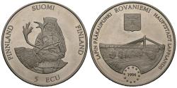 World Coins - FINLANDIA. 5 Ecu. Rovaniemi. 1994. (Cu-Ni. 26,50g/38,5mm). SC.