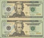 World Coins - USA. 20 Dollars. Federal Reserve Note. Richmond. Correlative pair. Serial number EE-D. 2004. (Friedberg: 2089E, Pick: 521A). Uncirculated.