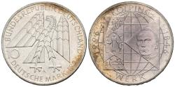 World Coins - ALEMANIA. 10 Marcos (Ar. 15,42g/33mm). 1996. Berlín A. 150 Aniversario Adolfo Kolping. (Km#188). EBC.