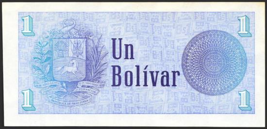 World Coins - VENEZUELA. 1 Bolívar. 5 de Octubre de 1989. Signatures: Pedro R. Tirico Hijo and José Vicente Rodríguez Aznar. Serie A. (Pick: 68, Sleiman: 1). XF.