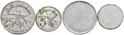 World Coins - BARCELONA. Tokens. 5 Céntimos y 25 Céntimos. Hispano Suiza. EBC.