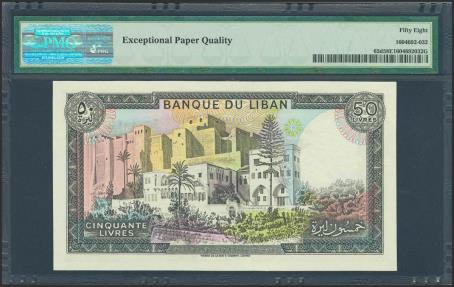 World Coins - LEBANON. 50 Livre. 1988. (Pick: 65d). PMG58EPQ.