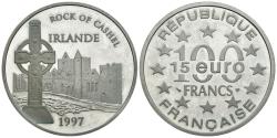World Coins - FRANCIA. 100 Francs. 15 Euro. Rock of Cashel. Irlanda. 1997. (Ar. 22,25g/37,00mm). Proof.