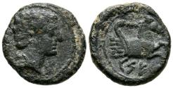 Ancient Coins - CESE (Tarragona). Cuadrante. (Ae. 2,19g/15mm). 120-20 a.C. (FAB-2327). Anv: Cabeza masculina a derecha, detrás tres puntos. Rev: Prótomo de pegaso a derecha, encima tres puntos, d