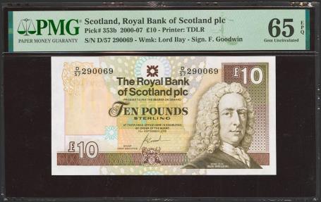 World Coins - SCOTLAND. 10 Pounds. (2000ca). (Pick: 353b). PMG65EPQ.