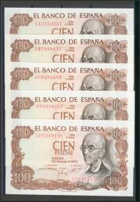 World Coins - Precioso e interesante conjunto de 26 billetes de 100 Pesetas emitidos el 17 de Noviembre de 1970, incluyendo todas las letras de la sexta emisión (5A capicúa, 5B, 5C capicúa, 5D