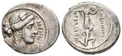 Ancient Coins - GENS MEMMIA. Denario. (Ar. 4,00g/19mm). 56 a.C. Roma. (Crawford 427/1; FFC 915). Anv: Cabeza de Ceres con corona de espigas, delante leyenda: C MEMMI CF. Rev: Cautivo de rodillas