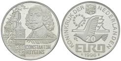 World Coins - HOLANDA. 20 Euro. 1996. CONSTANTIJN HUYGENS. Ar. 14,99g. PROOF.