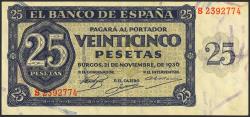 World Coins - 25 pesetas. November 21, 1936. Series S, last series issued. (Edifil 2021: 419a). It retains much of its original sizing. Extremely Fine.