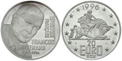 World Coins - FRANCIA. 20 Euro. Francois Mitterand 1916-1996. 1996. (Ar. 22,84g/37,00mm). Proof