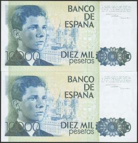 World Coins - 10000 Pesetas. 24 de Septiembre de 1985. Pareja correlativa. Sin serie. (Edifil 2021: 481). SC-.