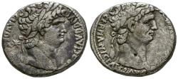 Ancient Coins - NERON y DIVO CLAUDIO I. Tetradracma. (Ar. 13,65g/26mm). 63-68 d.C. Antioquía. (Seaby 4123). Anv: Cabeza laureada de Nerón a derecha, detrás estrella, alrededor leyenda griega. Rev