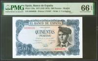 World Coins - 500 Pesetas. 23 de Julio de 1971. Sin serie. (Edifil 2021: 473, Pick: 153a). Raro en esta excepcional calidad, apresto original. SC. Encapsulado PMG66EPQ.