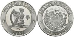 World Coins - IRLANDA. 25 Ecu. Europe. 1992. (Ar. 24,57g/38,00mm). Proof.