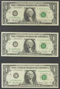 World Coins - USA. 1 Dollar. Federal Reserve Note. 12 banknotes from serial number A to L (all issuing banks incuded). 1974. (Friedberg: 1908A/L). Nice set. Uncirculated.