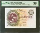 World Coins - 1000 Pesetas. 21 de Octubre de 1940. Sin serie. (Edifil 2021: 445, Pick: 125a). Inusual en esta calidad. EBC++. Encapsulado PMG58.