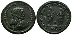 Ancient Coins - MAXIMIANO. Follis. (Ae. 8,87g/28mm). 305-307 d.C. Serdica. (RIC 15b). Anv: Busto laureado con traje consular de Maximiano con mappa y rama a derecha, alrededor leyenda: D N MAXIMI