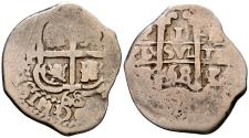 World Coins - CARLOS II (1665-1700). 1 Real. (Ar. 2,46g/21mm). 1668. Potosí E. (Cal-2019-251). Doble fecha. MBC-.