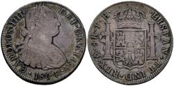 World Coins - CARLOS IV (1788-1808). 8 Reales. (Ar. 26,92g/39mm). 1804. México TH. (Cal-2019-980). MBC. Pátina artificial.