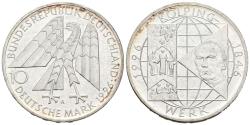 World Coins - ALEMANIA. 10 Marcos (Ar. 15,46g/33mm). 1996. Berlín A. 150 Aniversario Adolfo Kolping. (Km#188). EBC+.