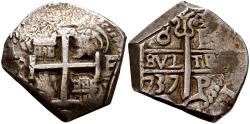 World Coins - FELIPE V (1700-1746). 8 Reales. (Ar. 16,68g/29mm). 1737. Potosí E. (Cal-2019-1573). MBC.