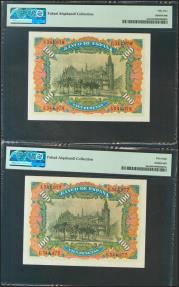 World Coins - 100 Pesetas. 15 de Julio de 1907. Pareja correlativa. Sin serie. (Edifil 2021: 320, Pick: 64a). Rara, especialmente en esta calidad. EBC++/EBC+. Encapsulado PMG58/55.